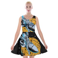 Astronaut Planet Space Science Velvet Skater Dress by Sarkoni