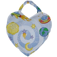 Science Fiction Outer Space Giant Heart Shaped Tote by Sarkoni