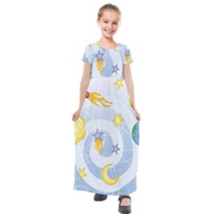 Science Fiction Outer Space Kids  Short Sleeve Maxi Dress by Sarkoni