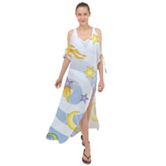 Science Fiction Outer Space Maxi Chiffon Cover Up Dress by Sarkoni