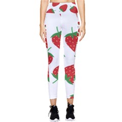 Seamless Pattern Fresh Strawberry Pocket Leggings  by Sarkoni