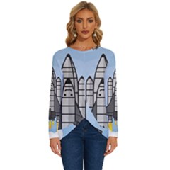 Rocket Shuttle Spaceship Science Long Sleeve Crew Neck Pullover Top by Sarkoni
