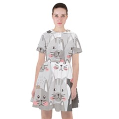 Cute Cats Seamless Pattern Sailor Dress by Sarkoni