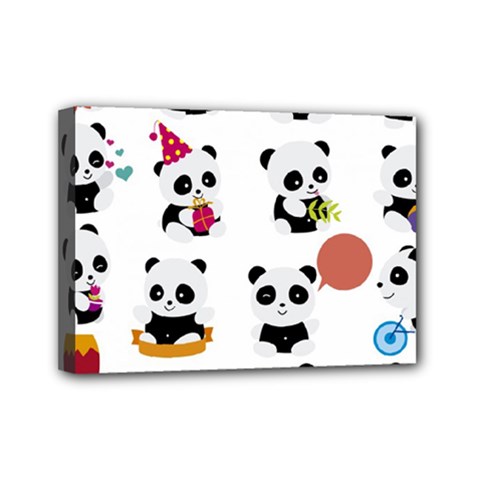 Playing Pandas Cartoons Mini Canvas 7  X 5  (stretched) by Apen