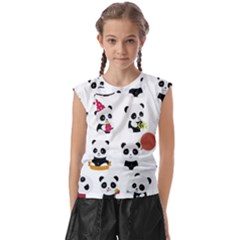 Playing Pandas Cartoons Kids  Raglan Cap Sleeve T-shirt by Apen