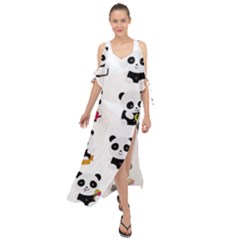 Playing Pandas Cartoons Maxi Chiffon Cover Up Dress by Apen