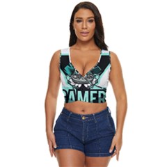 Gamer Illustration Gamer Video Game Logo Women s Sleeveless Wrap Top by Sarkoni