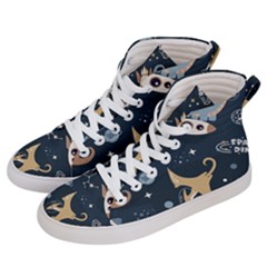 Space Theme Art Pattern Design Wallpaper Women s Hi-top Skate Sneakers by Proyonanggan