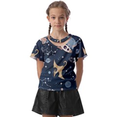 Space Theme Art Pattern Design Wallpaper Kids  Front Cut T-shirt by Proyonanggan