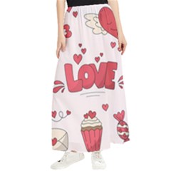 Hand Drawn Valentines Day Element Collection Maxi Chiffon Skirt by Bedest