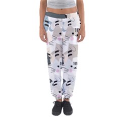 Cute Cat Couple Seamless Pattern Cartoon Women s Jogger Sweatpants by Bedest