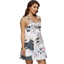 Cute Cat Couple Seamless Pattern Cartoon Ruffle Strap Babydoll Chiffon Dress View3