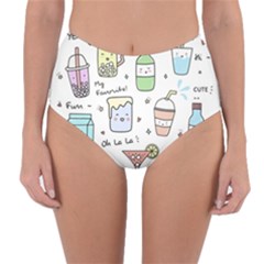 Drinks Cocktails Doodles Coffee Reversible High-waist Bikini Bottoms by Apen