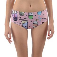 Drink Cocktail Doodle Coffee Reversible Mid-waist Bikini Bottoms by Apen