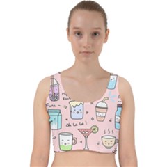 Drink Cocktail Doodle Coffee Velvet Racer Back Crop Top by Apen