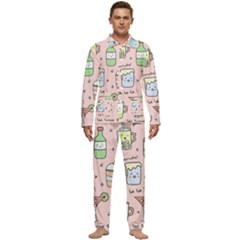 Drink Cocktail Doodle Coffee Men s Long Sleeve Velvet Pocket Pajamas Set by Apen