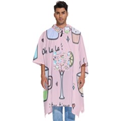 Drink Cocktail Doodle Coffee Men s Hooded Rain Ponchos by Apen