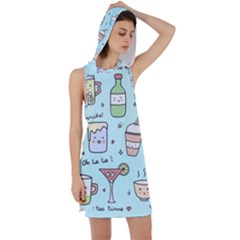 Drinks Cocktails Doodle Coffee Racer Back Hoodie Dress by Apen