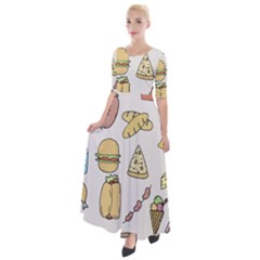 Dinner Meal Food Snack Fast Food Half Sleeves Maxi Dress by Apen