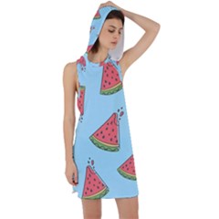 Watermelon Fruit Pattern Tropical Racer Back Hoodie Dress by Apen