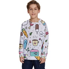 Doodle Fun Food Drawing Cute Kids  Crewneck Sweatshirt by Apen