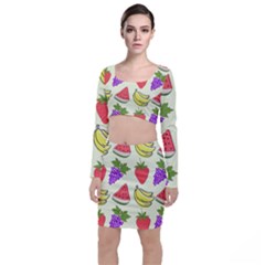 Fruits Pattern Background Food Top And Skirt Sets by Apen