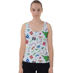 New Year Christmas Winter Pattern Velvet Tank Top by Apen