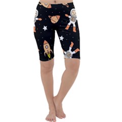 Astronaut Space Rockets Spaceman Cropped Leggings  by Ravend