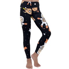 Astronaut Space Rockets Spaceman Kids  Lightweight Velour Classic Yoga Leggings by Ravend