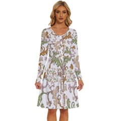 Pattern Design Art Decoration Long Sleeve Dress With Pocket by Ravend