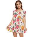 Fruit Sweet Pattern Tiered Short Sleeve Babydoll Dress View1