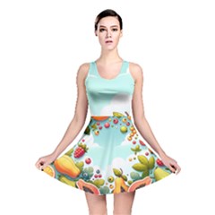 Fruits Sweet Papaya Orange Pattern Reversible Skater Dress by Ravend