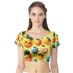 Fruits Fresh Sweet Pattern Short Sleeve Crop Top by Ravend