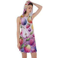 Fruits Apple Strawberry Raspberry Racer Back Hoodie Dress by Ravend