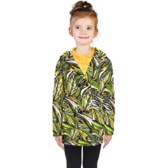 Foliage Pattern Texture Background Kids  Double Breasted Button Coat by Ravend