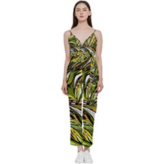 Foliage Pattern Texture Background V-neck Camisole Jumpsuit by Ravend