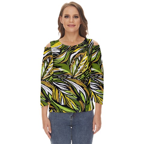 Foliage Pattern Texture Background Cut Out Wide Sleeve Top by Ravend