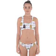 Cat Kitten Seamless Pattern Cross Back Hipster Bikini Set by Grandong