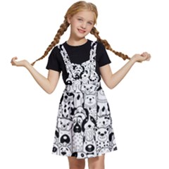 Seamless Pattern With Black White Doodle Dogs Kids  Apron Dress by Grandong