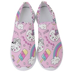 Cute Cat Kitten Cartoon Doodle Seamless Pattern Men s Slip On Sneakers by Grandong
