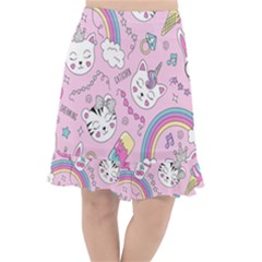 Beautiful Cute Animals Pattern Pink Fishtail Chiffon Skirt by Grandong