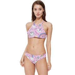 Beautiful Cute Animals Pattern Pink Banded Triangle Bikini Set by Grandong