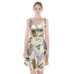 Cute Astronaut Cat With Star Galaxy Elements Seamless Pattern Racerback Midi Dress by Grandong