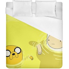 Adventure Time Jake The Dog Finn The Human Artwork Yellow Duvet Cover (california King Size) by Sarkoni