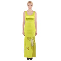 Adventure Time Jake The Dog Finn The Human Artwork Yellow Thigh Split Maxi Dress by Sarkoni