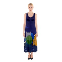 Adventure Time Jake And Finn Night Sleeveless Maxi Dress by Sarkoni