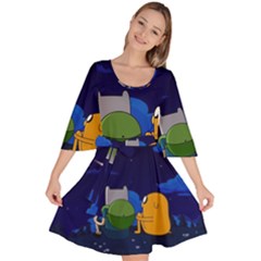 Adventure Time Jake And Finn Night Velour Kimono Dress by Sarkoni