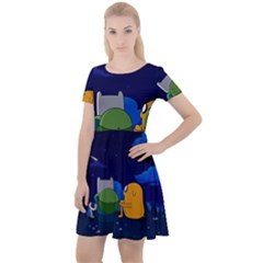 Adventure Time Jake And Finn Night Cap Sleeve Velour Dress  by Sarkoni