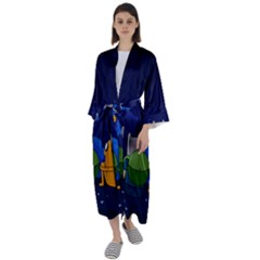 Adventure Time Jake And Finn Night Maxi Satin Kimono by Sarkoni