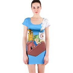 Cartoon Adventure Time Jake And Finn Short Sleeve Bodycon Dress by Sarkoni